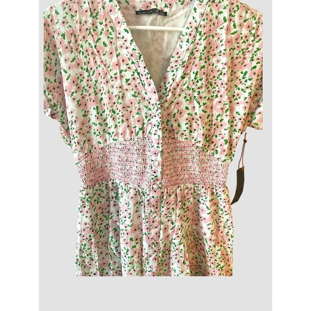 Black Tape Floral Smocked Summer Dress Women’s Size Small Petite NWT - Picture 5 of 10